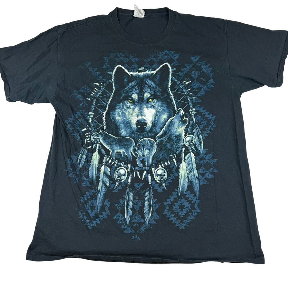 Vintage Wolf Dreamcatcher Graphic Tee L